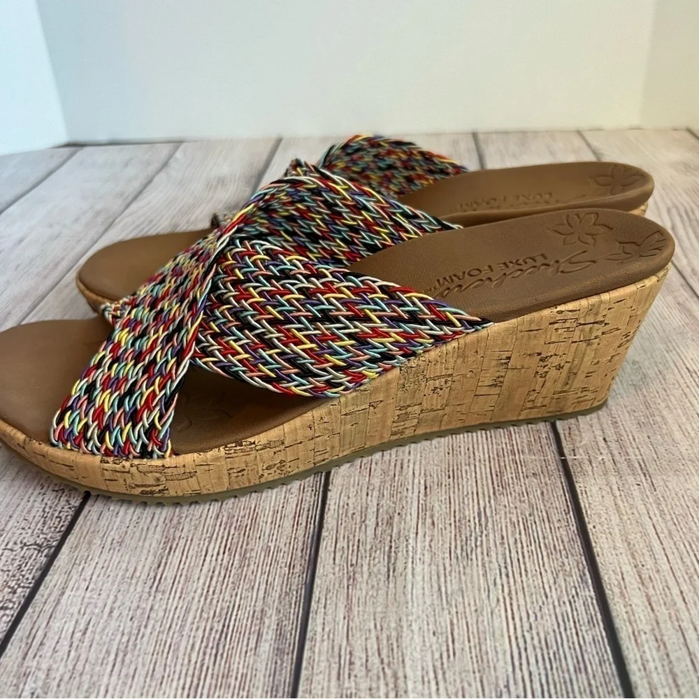 Skechers Luxefoam Cork Heeled Sandals 10